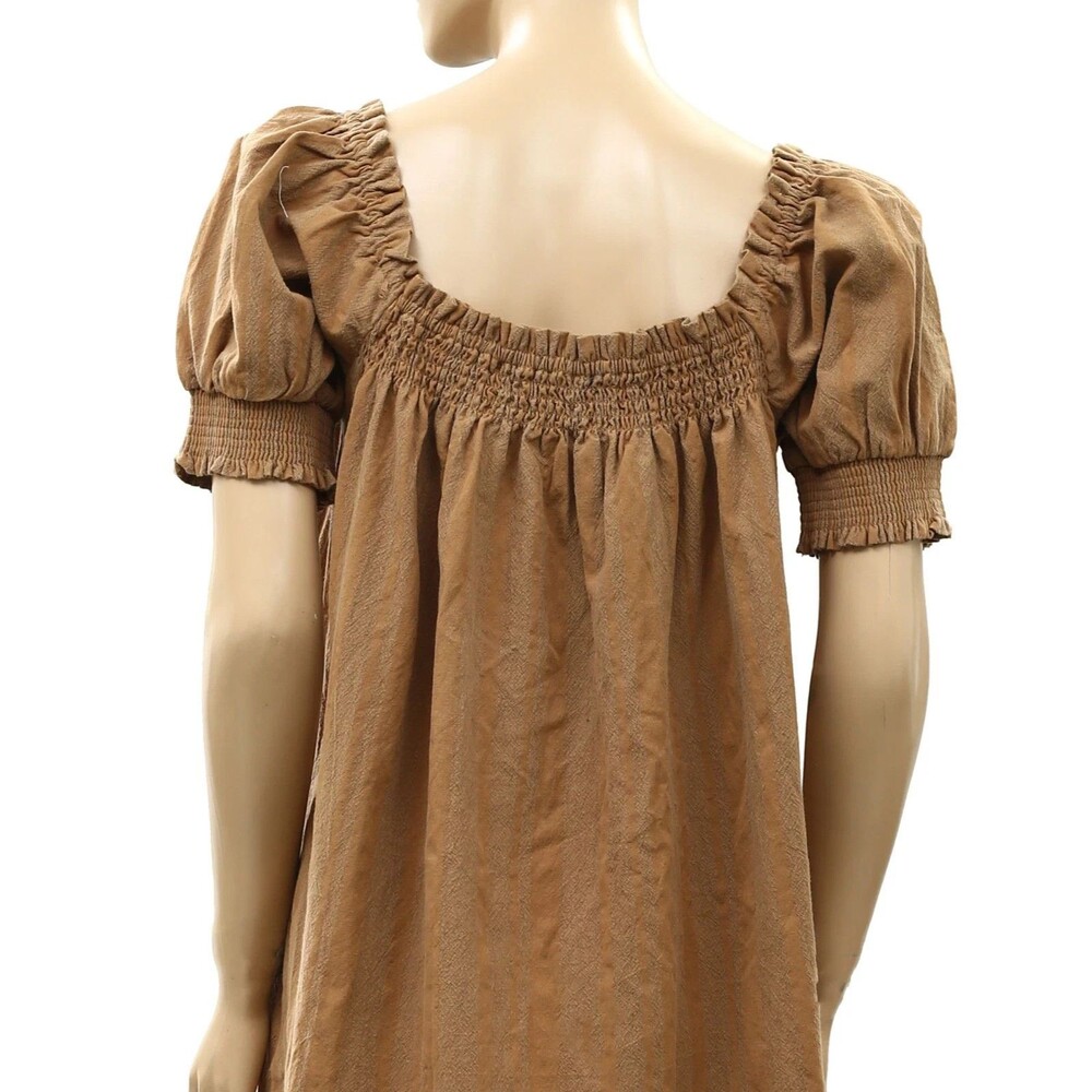 Free People Free Est Mila Mini Dress Smocked Puff Sleeves Stripe Print S 289102 - Picture 5 of 8